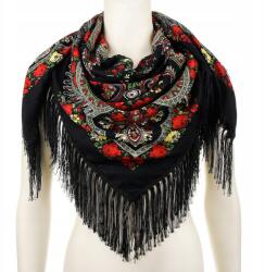 Versoli Nagy hegyi sál rojtok Divat népi minták népi sál színes etno (Q71black)