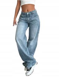 Shein Magas Derekú Farmernadrág Kék Egyenes 40 1DI