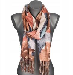 Versoli Divatos női sál puha absztrakt virág motívum barna díszítéssel (RC-19-2)