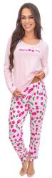 Donna Cherry long női pizsama, világos rózsaszín, M