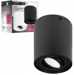 Masterled Felületre Szerelt Halogén Csöves Spotlámpa GU10 Kerek Mozgatható Fekete Masterled (LVTOPR2124)