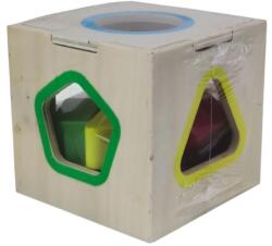  Fa kocka színes formákkal 9x9x9cm logikai, fejlesztő játék