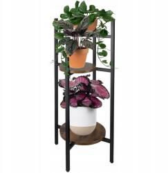 Ruhhy Virágtartó állvány, 3 szintes, 81 x 27 x 27 cm, feketésbarna (00025627)