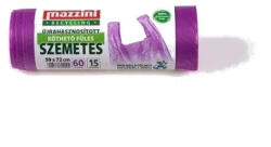 Mazzini Szemeteszsák köthető füles 60 liter 59 x 72 cm 15 db/tekercs újrahasznosított Mazzini_lilla (104037) - iroda-ellatas