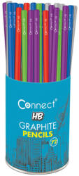 Connect Grafitceruza HB, 5 féle színű kerek test, Connect 72 db/csomag, (000003499) - iroda-ellatas