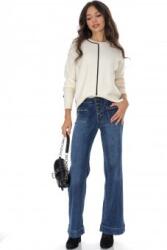 ROH Blugi Dama Wide Leg din Denim cu Buzunare Patrate Roh TR572