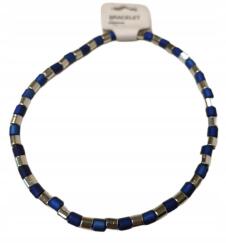  Gumiszalag hosszú hajgumi gyöngyök 40 cm X137 kék-ezüst (x137)