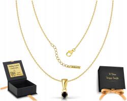 ZŁOCISTO Női aranyozott nyaklánc fekete cirkónia lánc fekete kő 925