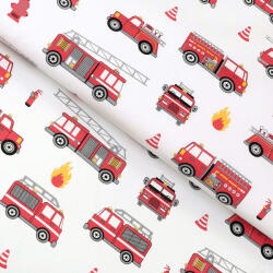 Goldea pamutvászon - tűzoltóautók 160 cm