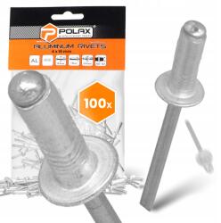 Polax 100x Törhető szegecsek 4x16 mm Alumínium horganyzott Acél Strapabíró szegecs 9T (37-012(X2))