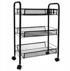 Ruhhy 24749 Kerekes polc, fém, 3 polc, fekete (5900779953888)