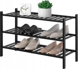 BOTC Polcos szekrény állvány bambusz cipőtartó polc bambusz 3 vízszintes fekete (8721049718610BOTC)