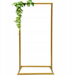  1*0.5m Négyzet alakú fém boltív esküvői, lufi- és virágtartó állvány, arany (ser14533)