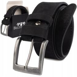 Beltimore Öv férfi velúr bőr 4cm széles klasszikus fekete prémium Beltimore (W44_85)