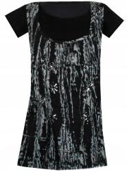  Rövid Ujjú Tunika Ruha Rövid Térdig Érő Blúz Fekete XL-42-14