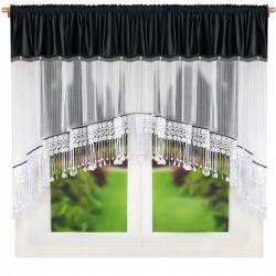  Függöny napellenző velur fehér fekete strasszok 140X400 (LG 214)