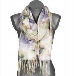 Versoli Elegáns női sál meleg finom virágmintás rojtokkal zöld (RC-18-6)