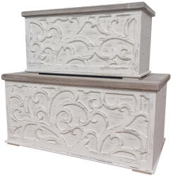 AdTrend Set 2 banci lemn maro alb 56, 5 x 24 x 29, 72 x 38, 5 x 35, 5 cm (119303)