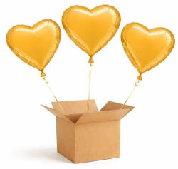 Balloons4party Set 3 baloane folie heliu inima aurie 45 cm