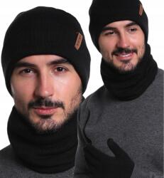 Trizand Férfi És Női Téli Sapka Szett Kétrétegű Kémény Kesztyű Fekete (22100)