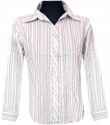  Női Blúz Hosszú Ujjú Ing Rózsaszín Kék Vonalak 42 MODELL: 116A