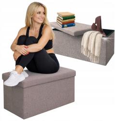  Kárpitozott puff tárolórekesszel, szürke, XL (PUF_szary_XL)