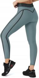  Női sport leggings magas derekú, szürke-zöld, L (B0DPZ85K6S)