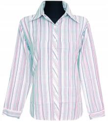  Női Blúz Ing Hosszú Ujjú Kék Rózsaszín Vonalak 38 MODELL: 116R