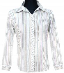  Női Blúz Ing Hosszú Ujjú Narancs Kék Vonalak 42 MODELL: 116B