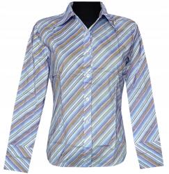  Női Blúz Ing Hosszú Ujjú Kék Bézs Vonalak M 38 MODELL: 127M
