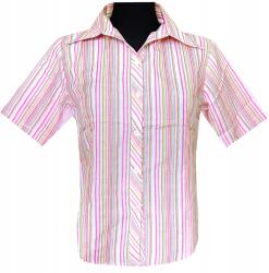  Női Blúz Rövid Ujjú Ing Rózsaszín Kék Vonalak 40 MODELL: 116C