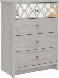 Galano Komód Tükrös Fiókokkal 94x70x40 cm 4 Fiók Szürke Fa (B0CWR7T6J9)