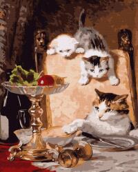 Ideyka Set pictura pe numere, cu sasiu, Pisici aristocrate - Henriette Ronner-Knip , 40x50 cm (KHO4329)