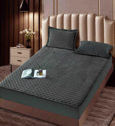 Jojo Home Husa de pat matlasata tip topper + 2 fete de perna 50x70cm gri inchis - D100 (D100.2)