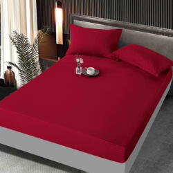 Jojo Home Husa de pat cu elastic damasc satinat, rosie, 160x200cm-D111 (D111)