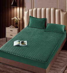 Jojo Home Husa de pat matlasata tip topper + 2 fete de perna 50x70cm, verde - D098 (D098.2)