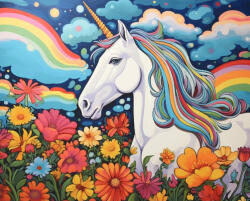 Alkotásutca Színes unikornis - Számfestő készlet kereten 40x50