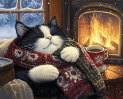 Alkotásutca Cica sálban - Számfestő készlet kereten 40x50