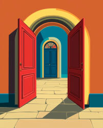 Alkotásutca Egy másik ajtó - Számfestő készlet kereten 40x50