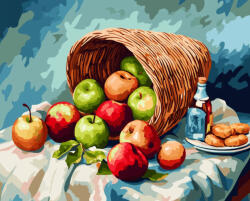 Alkotásutca Alma kosár - Számfestő készlet kereten 40x50