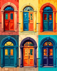 Alkotásutca Minden ajtó mást mesél - Számfestő készlet kereten 40x40