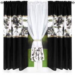  Fátyol függöny fekete virágok arany strasszok szett 155x400 cm (SF 452)
