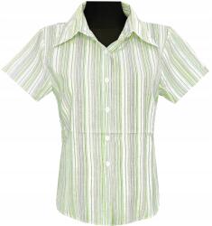  Női Blúz Rövid Ujjú Ing Zöld Sárga Vonalak M 38 MODELL: 127P