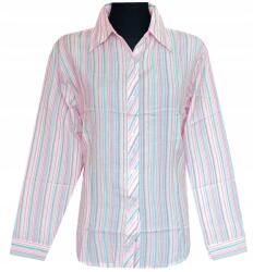  Női Blúz Hosszú Ujjú Ing Fehér Rózsaszín Vonalak XL 42 MODELL: 120J