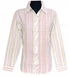  Női Blúz Hosszú Ujjú Ing Rózsaszín Sárga Vonalak 44 MODELL: 116L