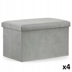 Oskar Összecsukható puff XL 60x38x38cm bársony szürke x 4 (15272)
