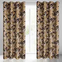 Eurofirany Függöny 140x250 Adel Fekete Arany Levelek Kész Velúr (420577)