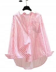 Shein Plus Size Rózsaszín Csíkos Gombos Női Ing 46 1DG