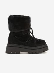  Bakancs Szőrmés Női Cipő Téli Csizma Női Trapper Fekete 38 (Y2202-1)