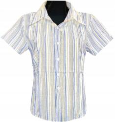  Női Blúz Rövid Ujjú Ing Kék Bézs Vonalak XL 42 MODELL: 127Q